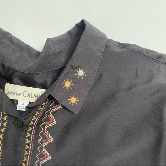 JOHNNY WAS CALME silk blend embroidered oversized button down - Picture 7 of 9